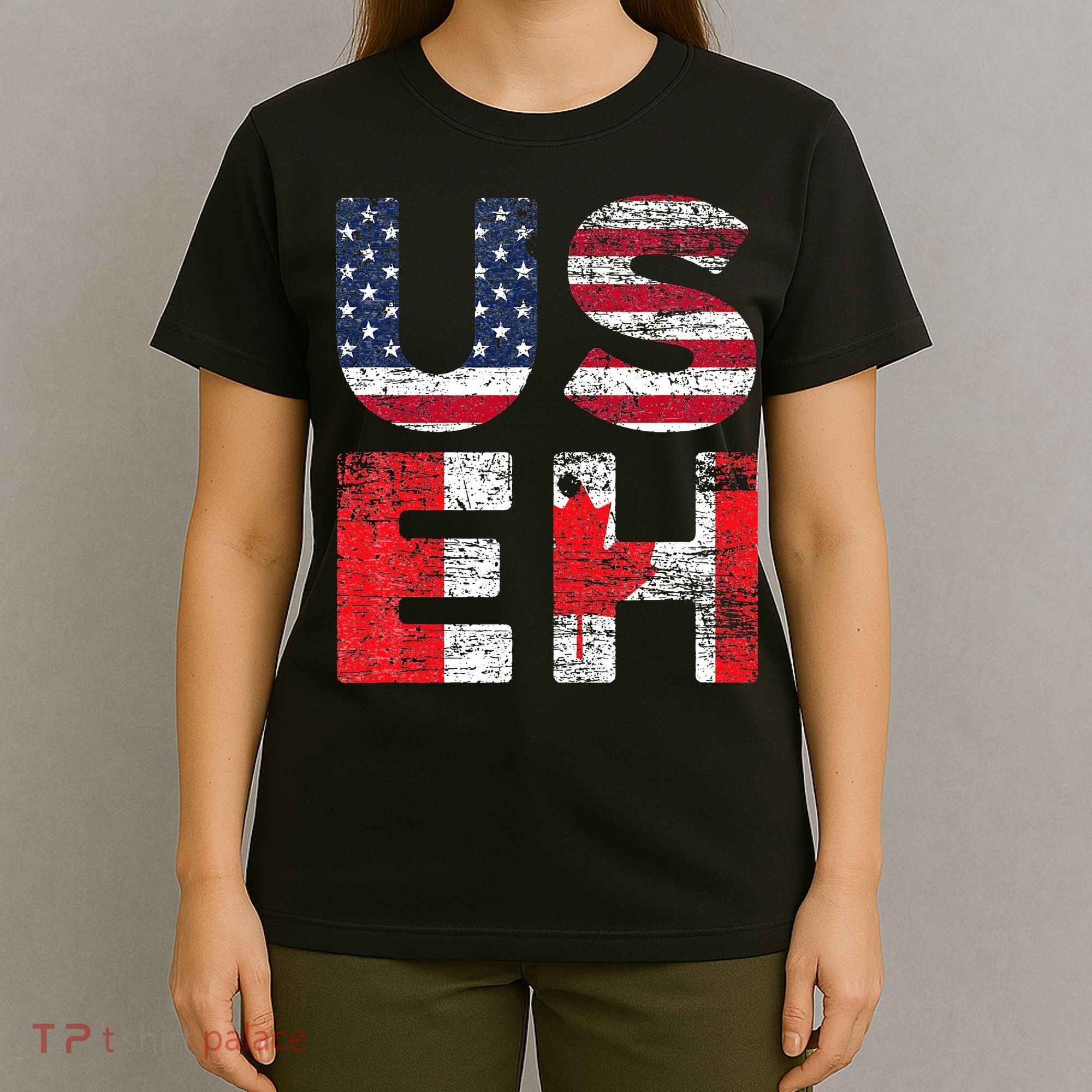 Canadian Pride American USA USEH US Flag Canada T-Shirt