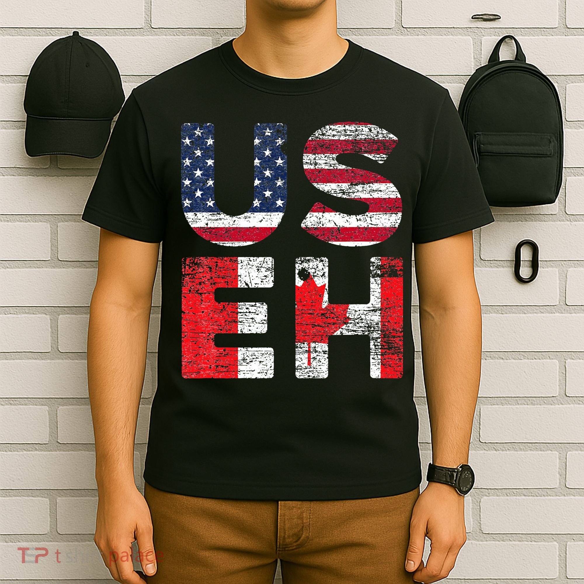 Canadian Pride American USA USEH US Flag Canada T-Shirt