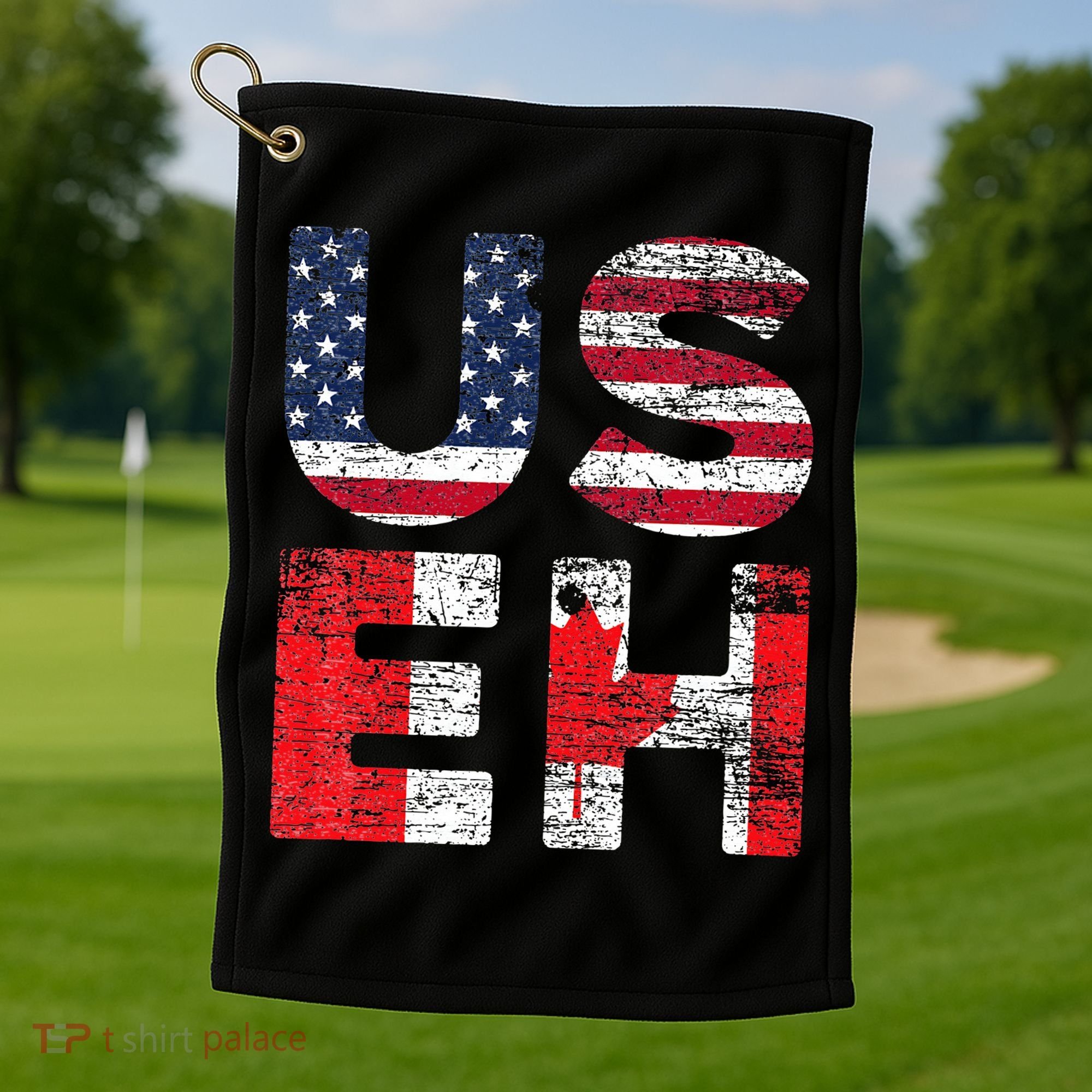Canadian Pride American USA USEH US Flag Canada Golf Towel
