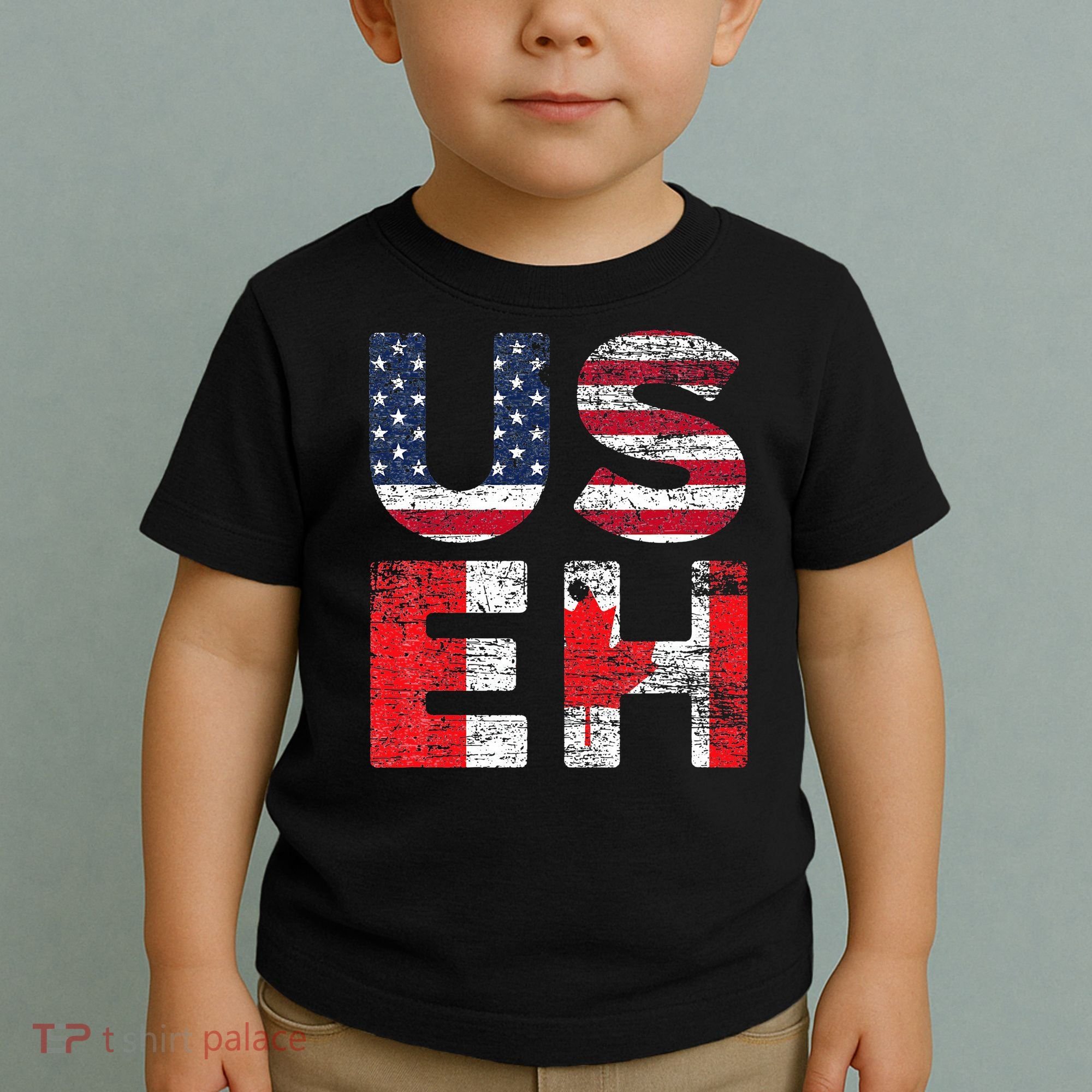 Canadian Pride American USA USEH US Flag Canada Toddler T-Shirt