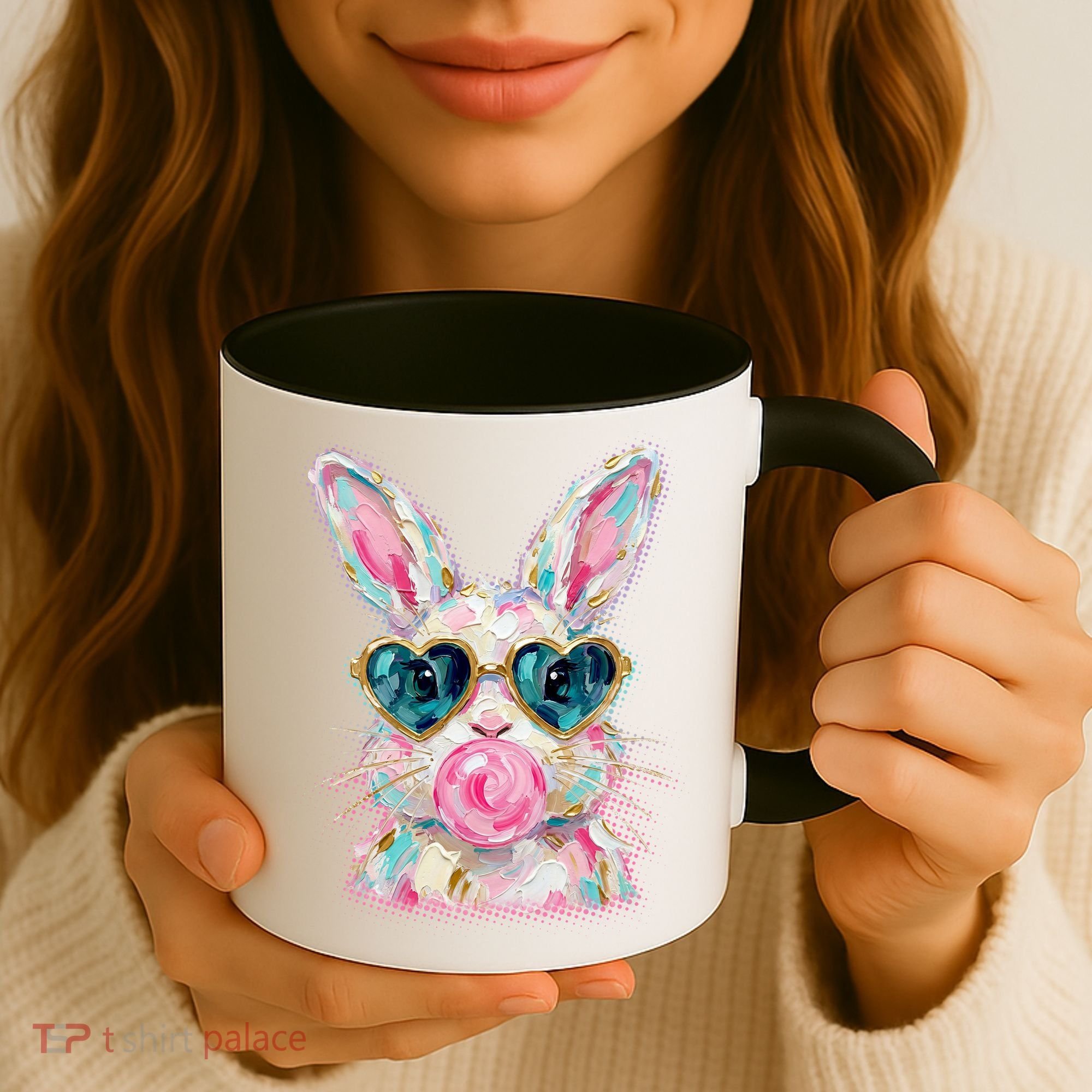 Cute Pop Art Bubblegum Easter Bunny Coffee Mug