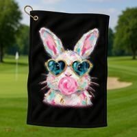 Cute Pop Art Bubblegum Easter Bunny Golf Towel thumb 1