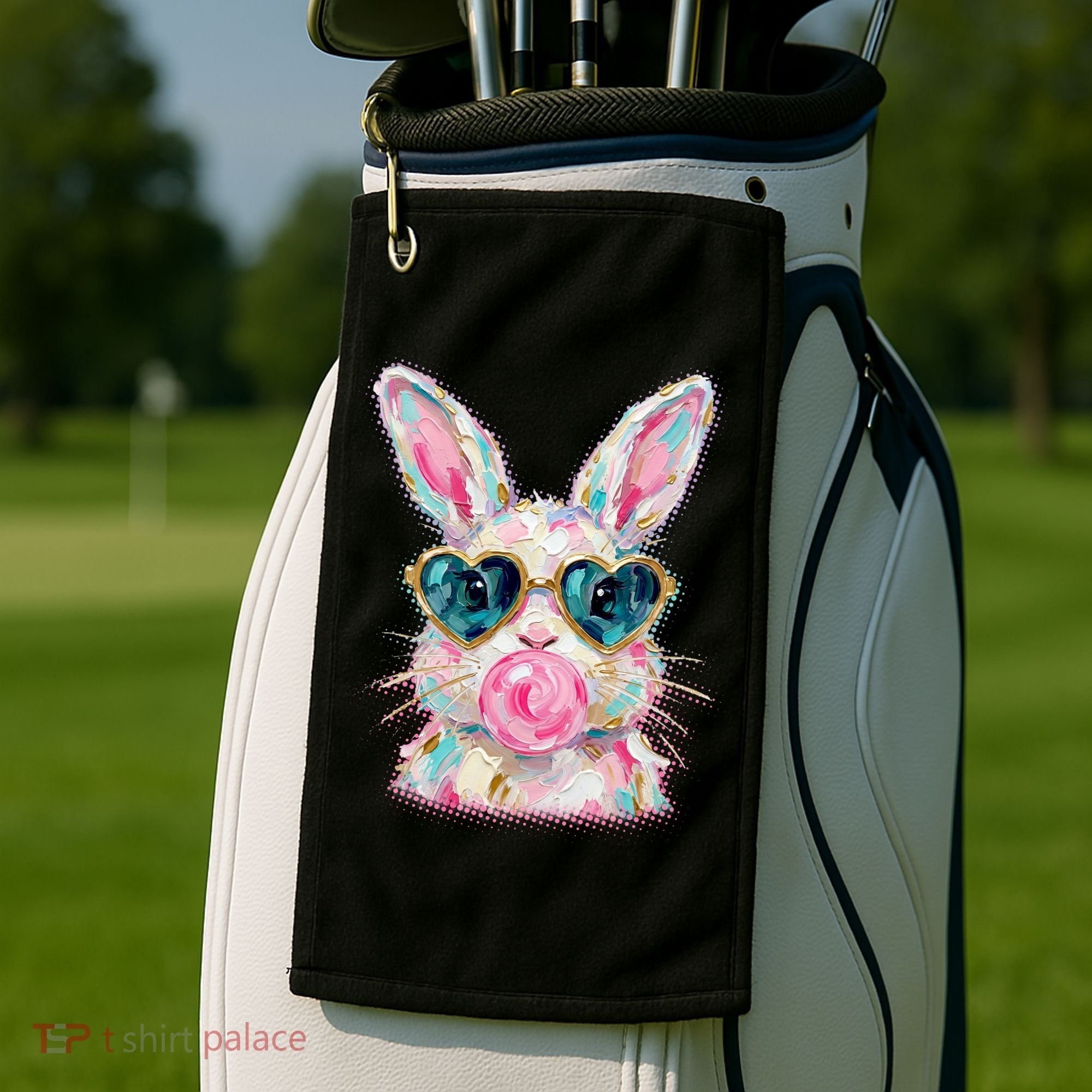 Cute Pop Art Bubblegum Easter Bunny Golf Towel