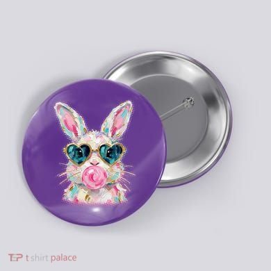 Cute Pop Art Bubblegum Easter Bunny Button