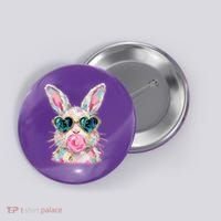 Cute Pop Art Bubblegum Easter Bunny Button thumb 0