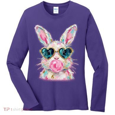 Cute Pop Art Bubblegum Easter Bunny Women's Long Sleeve Shirt