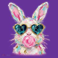 Cute Pop Art Bubblegum Easter Bunny Women's Long Sleeve Shirt thumb 2