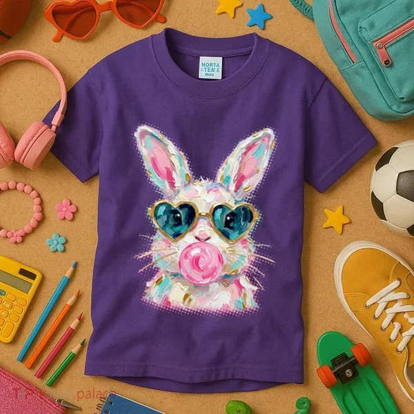 Cute Pop Art Bubblegum Easter Bunny Kids T-Shirt