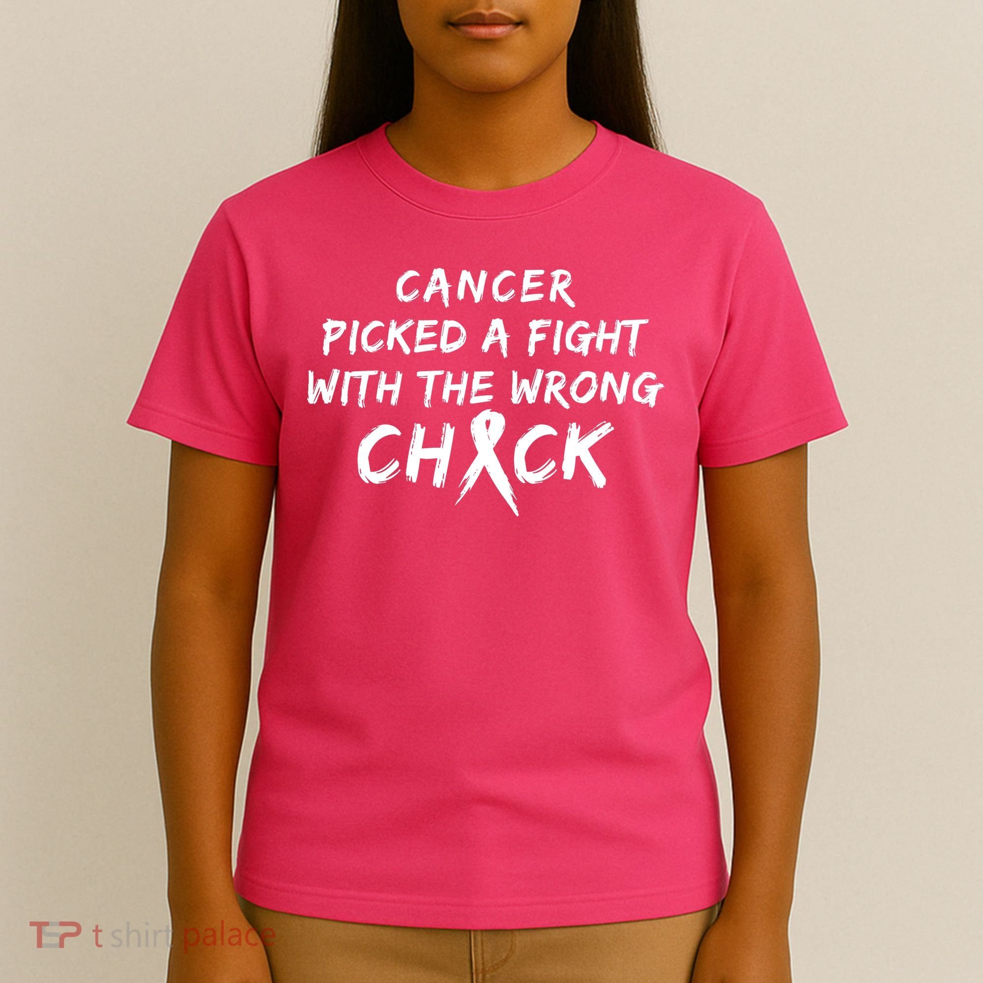 Cancer Picked A Fight With The Wrong Chick Breast Cancer Warrior Awareness Pink T-Shirt