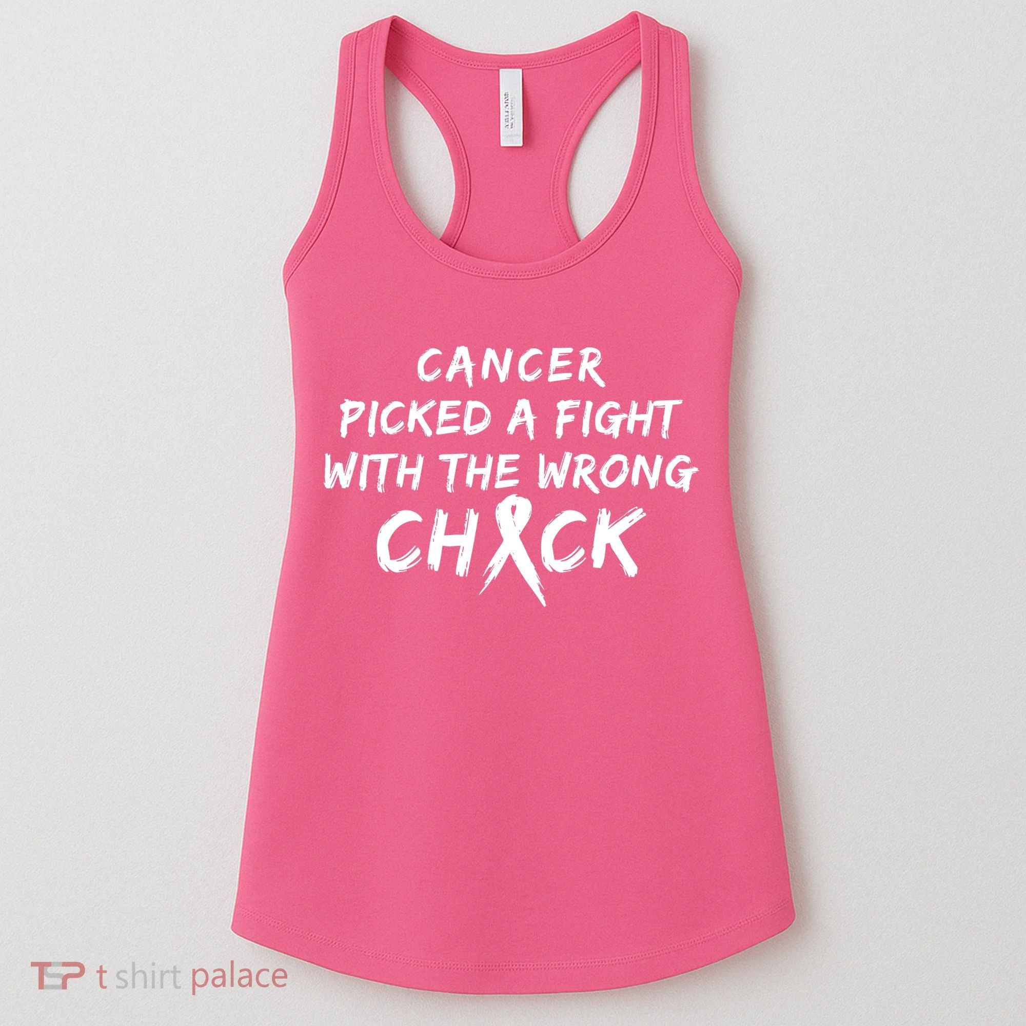 Cancer Picked A Fight With The Wrong Chick Breast Cancer Warrior Awareness Pink Women's Tank Top