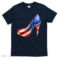 Cute Patriotic American Usa Flag Heels Shoes T-Shirt thumb 0
