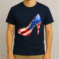 Cute Patriotic American Usa Flag Heels Shoes T-Shirt thumb 3