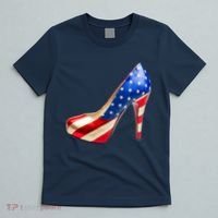 Cute Patriotic American Usa Flag Heels Shoes T-Shirt thumb 5