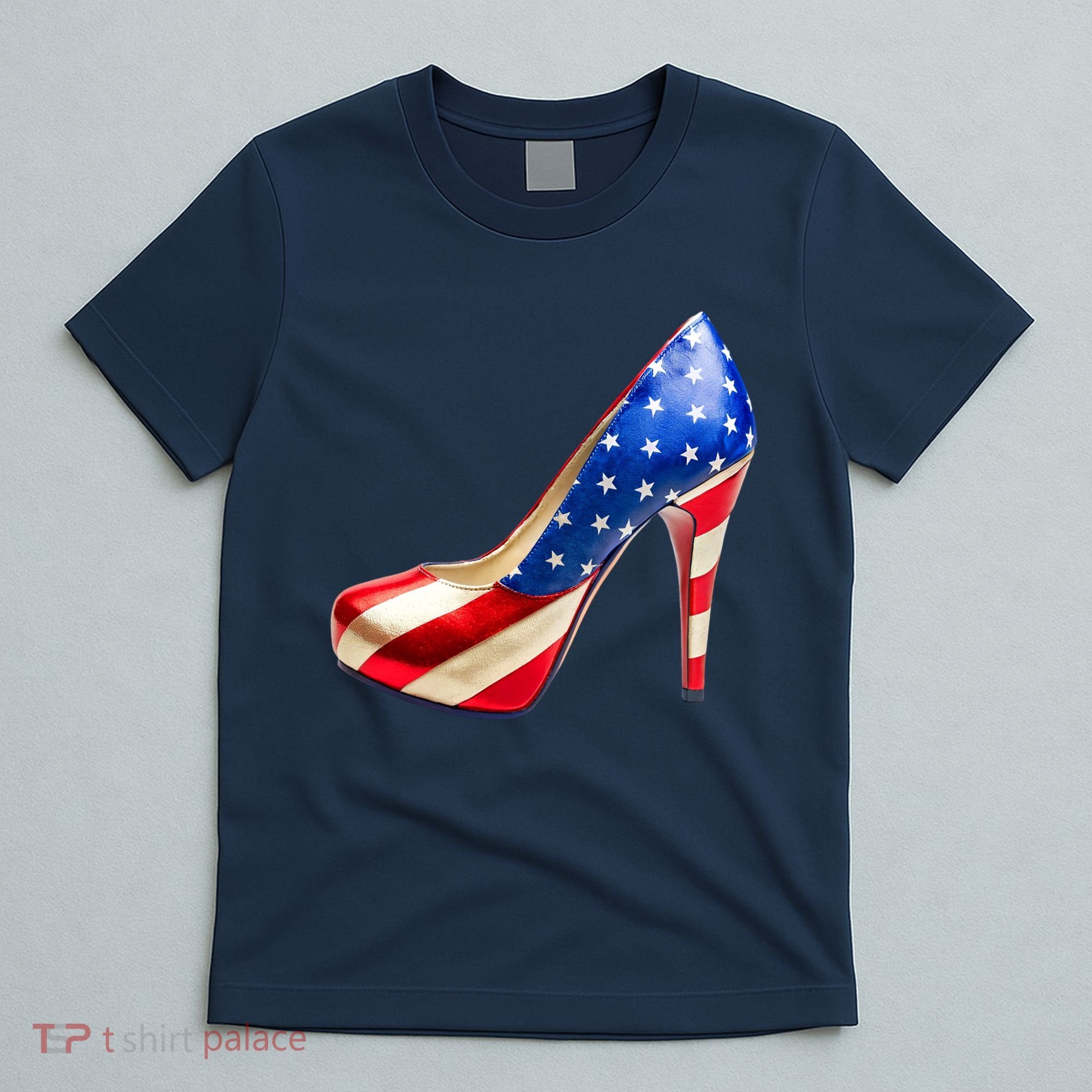 Cute Patriotic American Usa Flag Heels Shoes T-Shirt