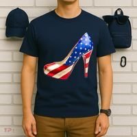 Cute Patriotic American Usa Flag Heels Shoes T-Shirt thumb 6
