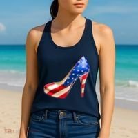 Cute Patriotic American Usa Flag Heels Shoes Women's Tank Top thumb 2
