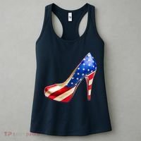 Cute Patriotic American Usa Flag Heels Shoes Women's Tank Top thumb 3
