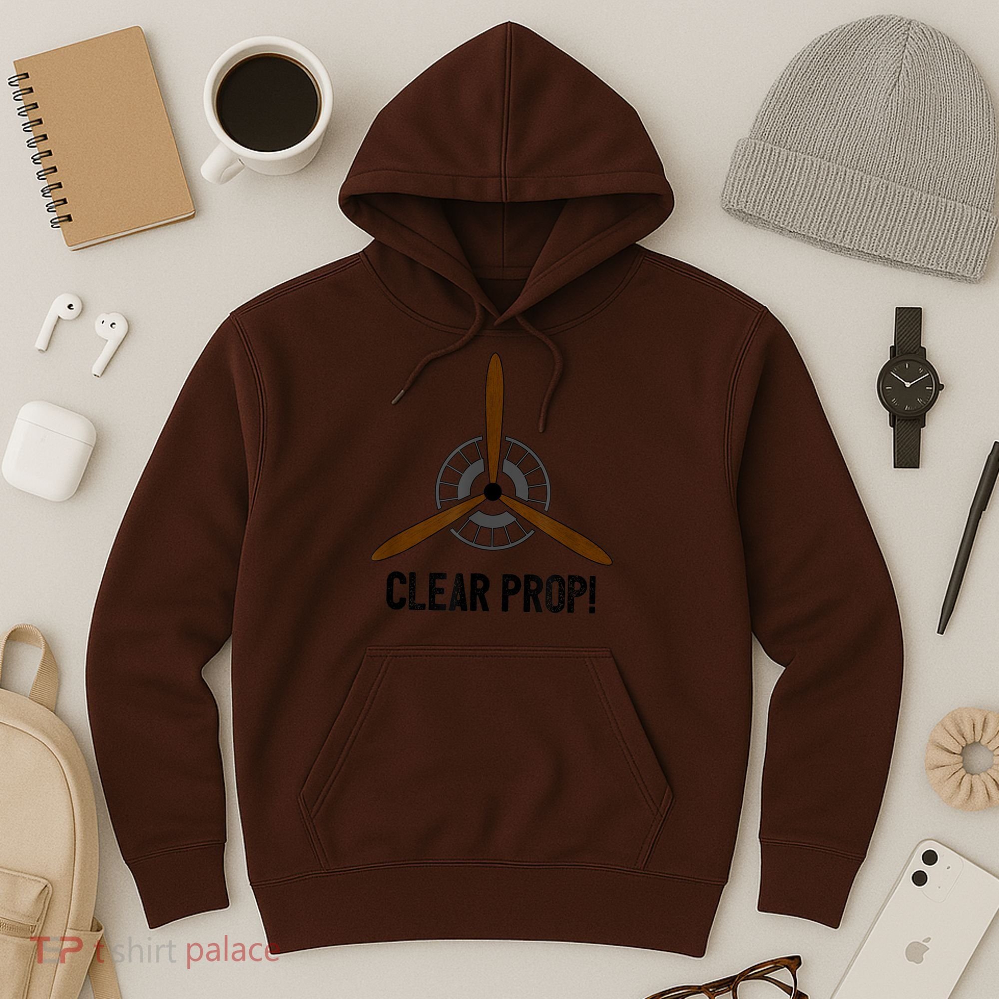 Clear Prop Aviation Airplane Pilot Propeller Hoodie