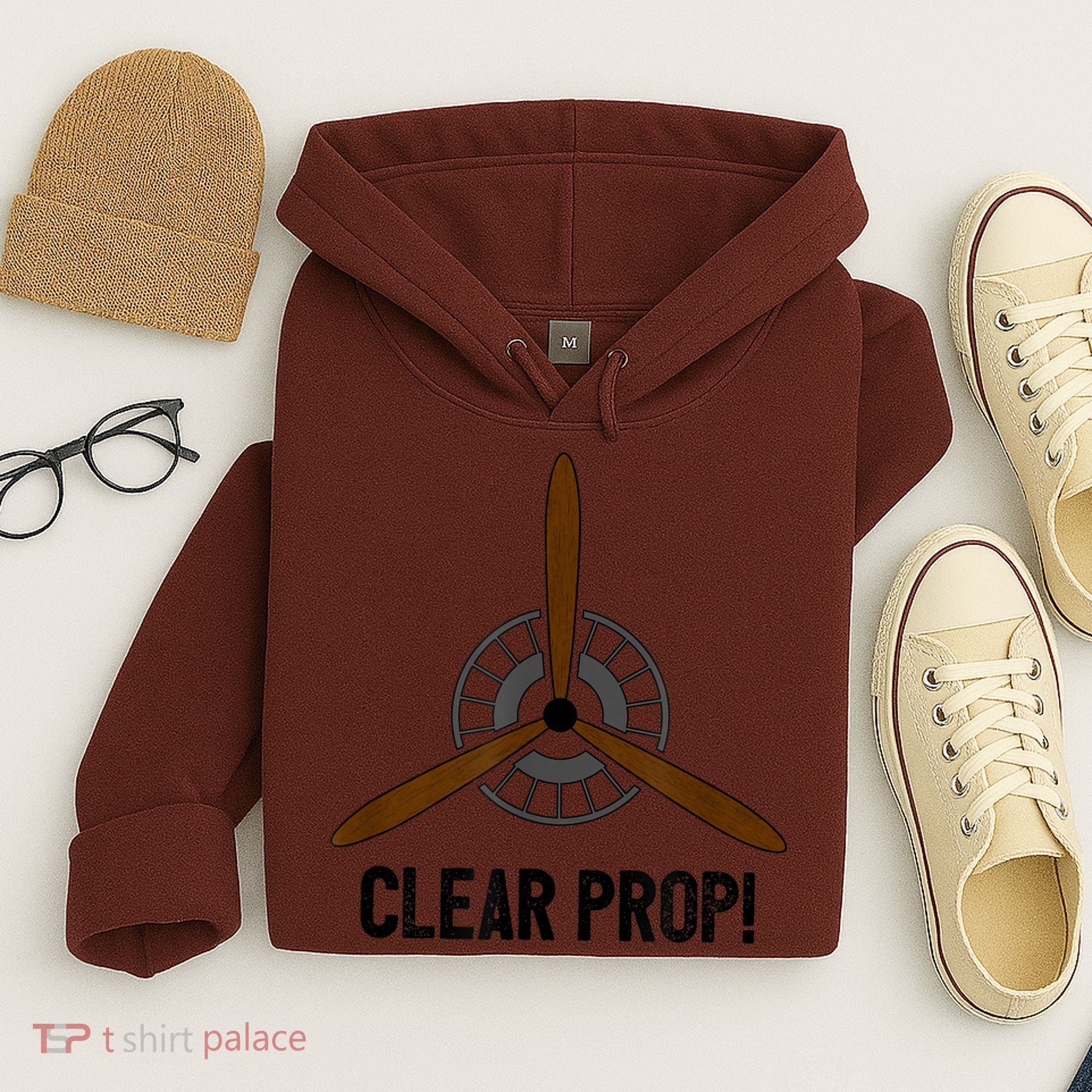 Clear Prop Aviation Airplane Pilot Propeller Hoodie