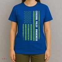 Cerebral Palsy Awareness Month American Flag Cp Gift T-Shirt thumb 4