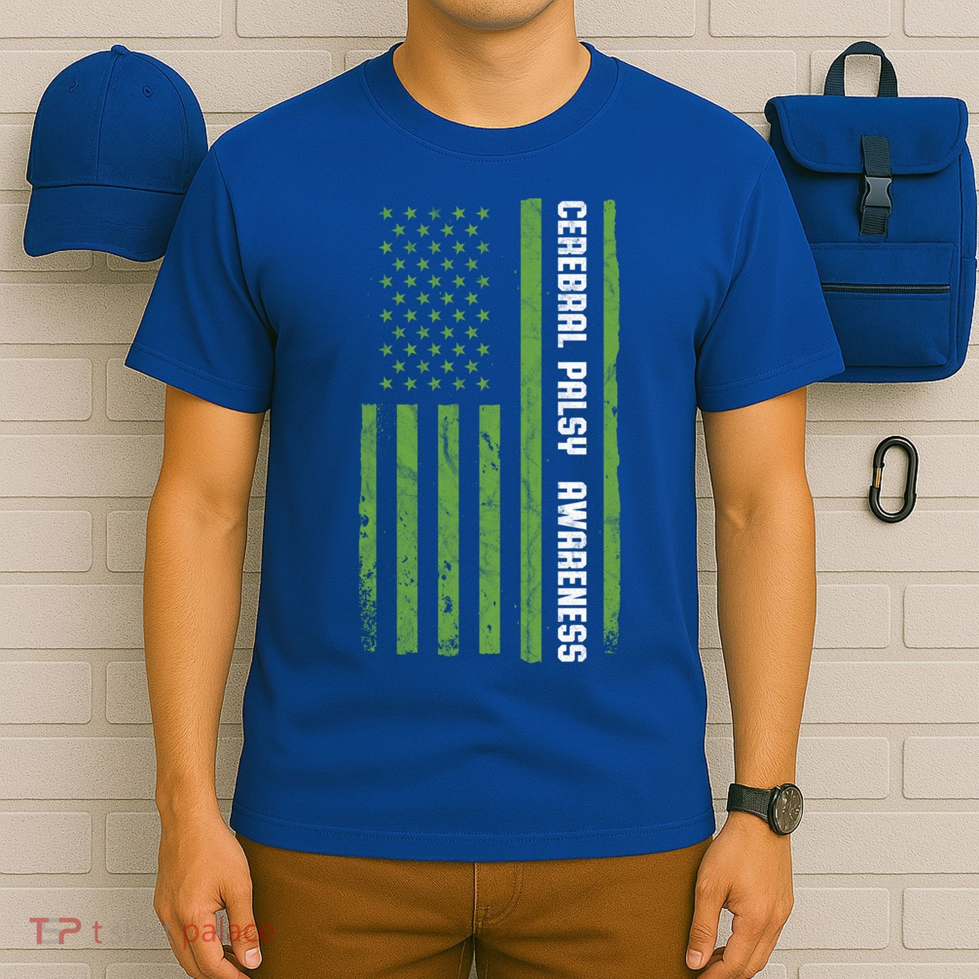 Cerebral Palsy Awareness Month American Flag Cp Gift T-Shirt