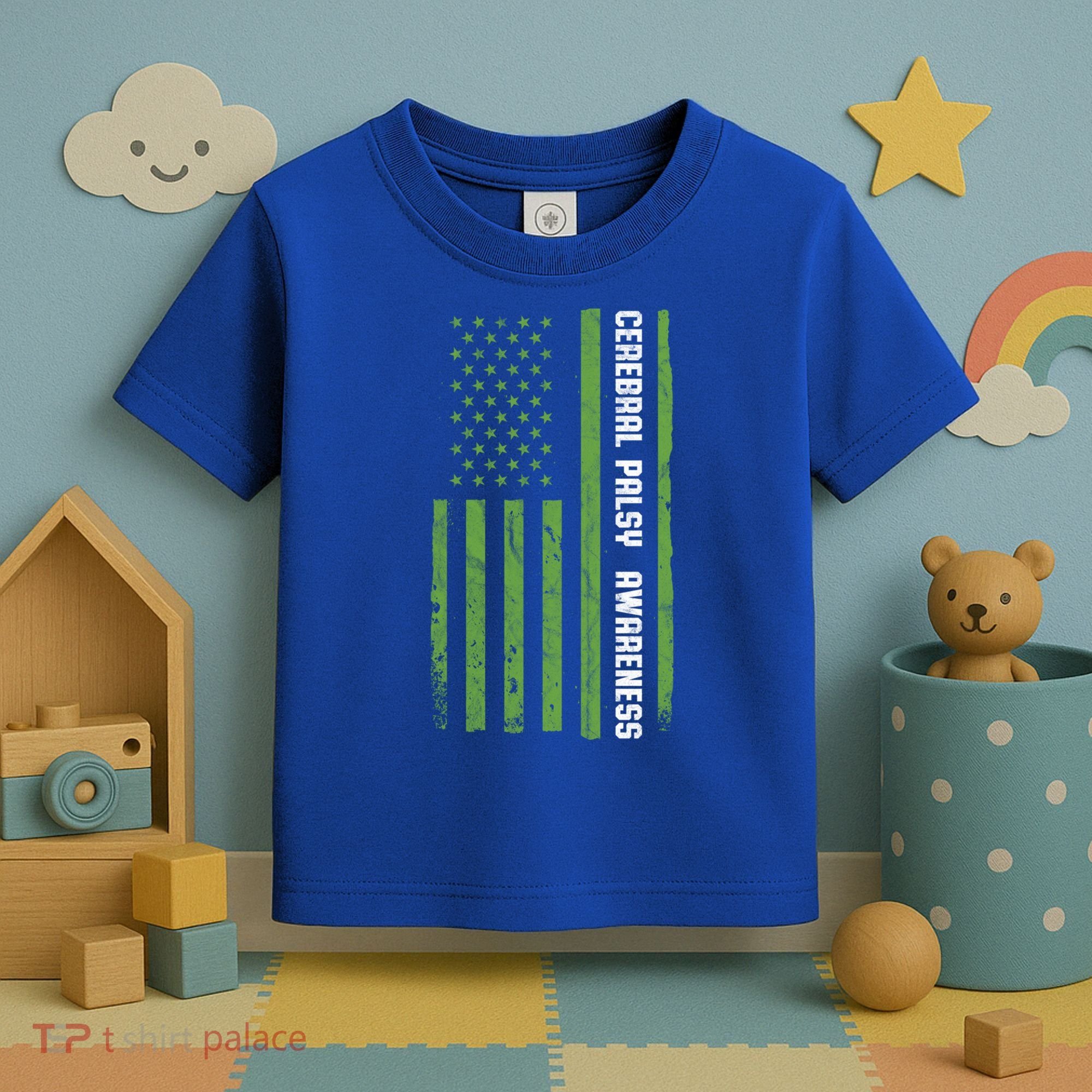 Cerebral Palsy Awareness Month American Flag Cp Gift Toddler T-Shirt