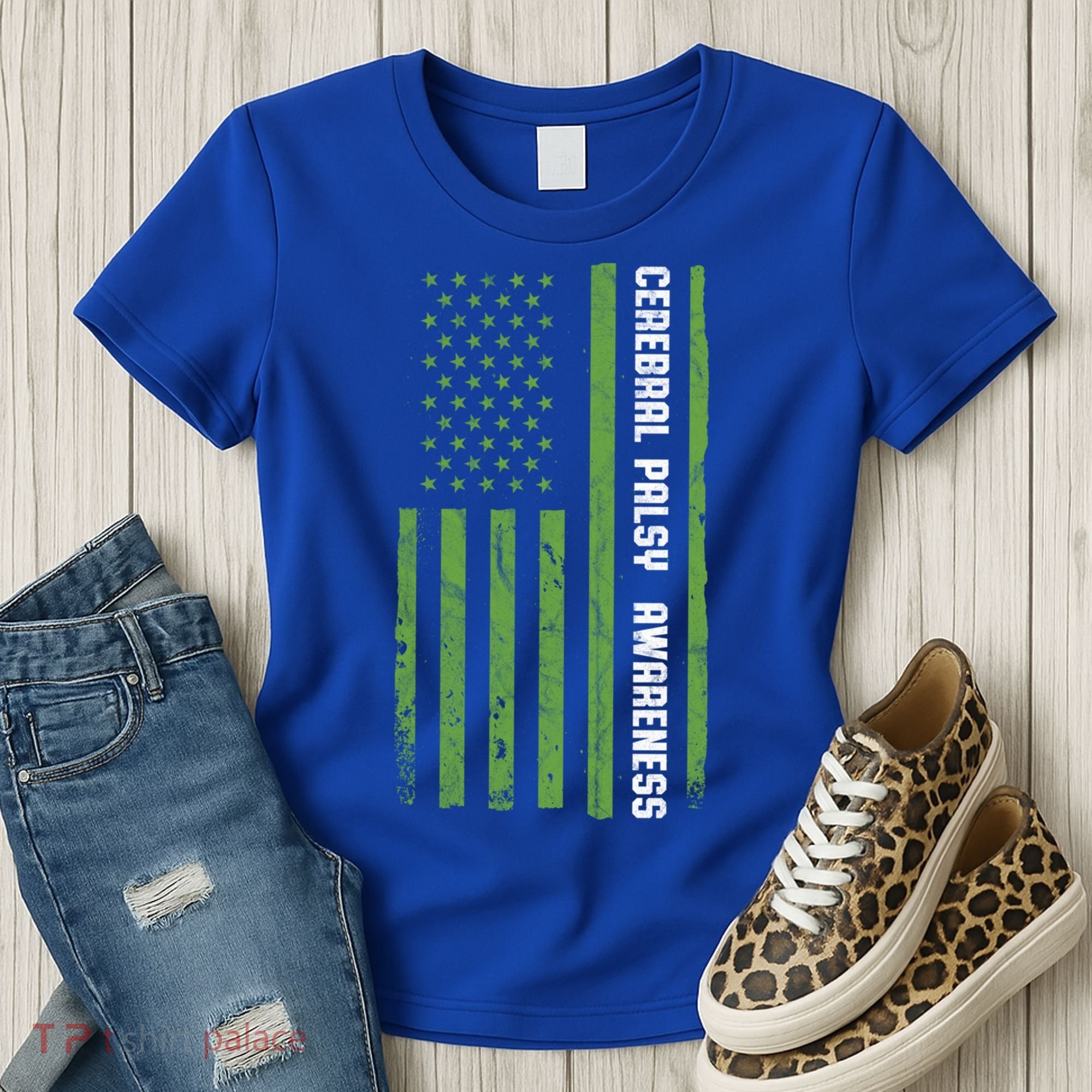 Cerebral Palsy Awareness Month American Flag Cp Gift Women's T-Shirt