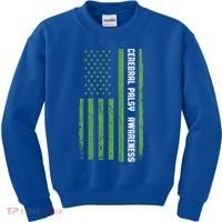Cerebral Palsy Awareness Month American Flag Cp Gift Kids Sweatshirt thumb 0