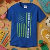 Cerebral Palsy Awareness Month American Flag Cp Gift Kids T-Shirt thumb 3