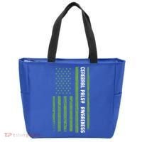 Cerebral Palsy Awareness Month American Flag Cp Gift Tote Bag thumb 0