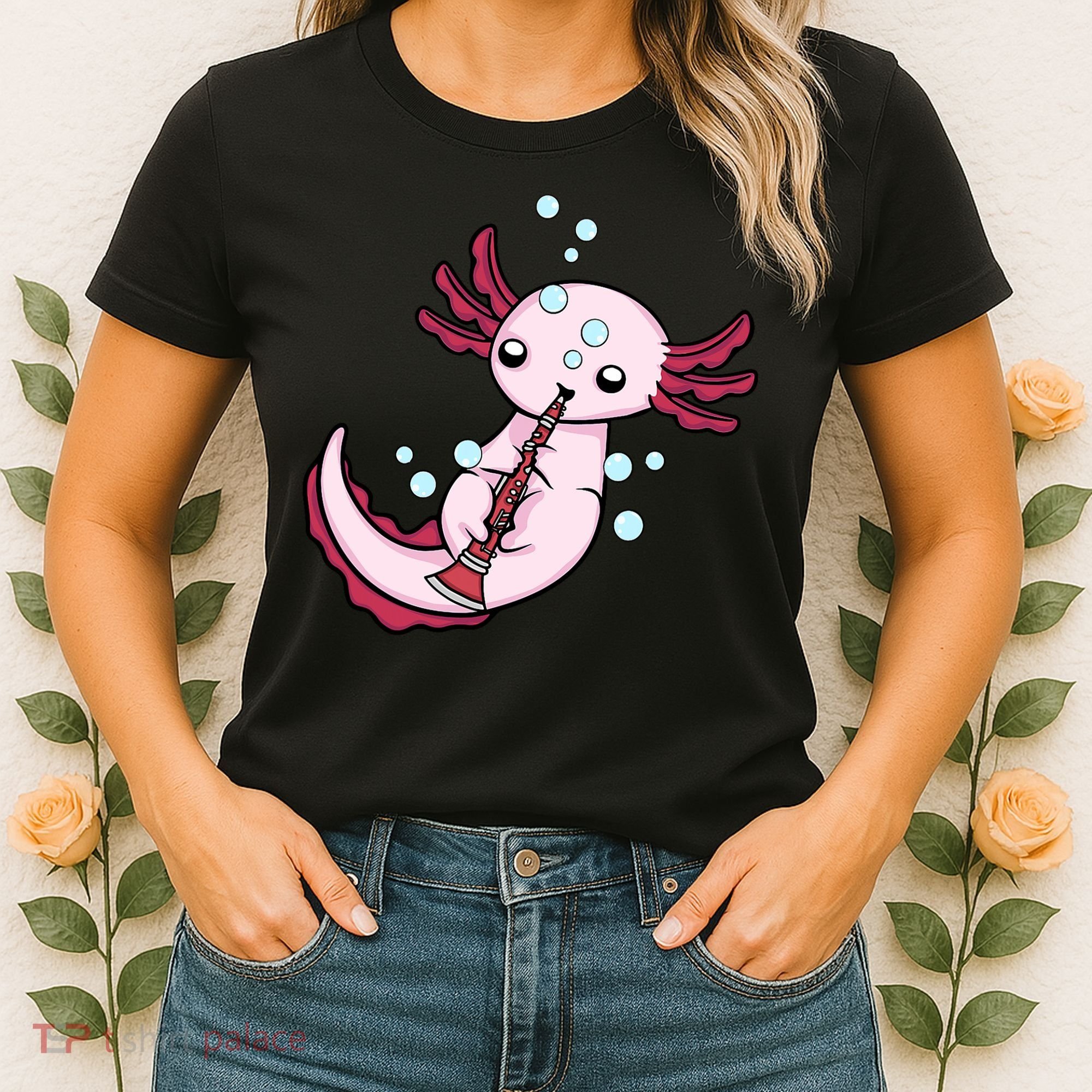 Clarinet Player Axolotl Lover  Big Band Music Clarinet  Women's T-Shirt