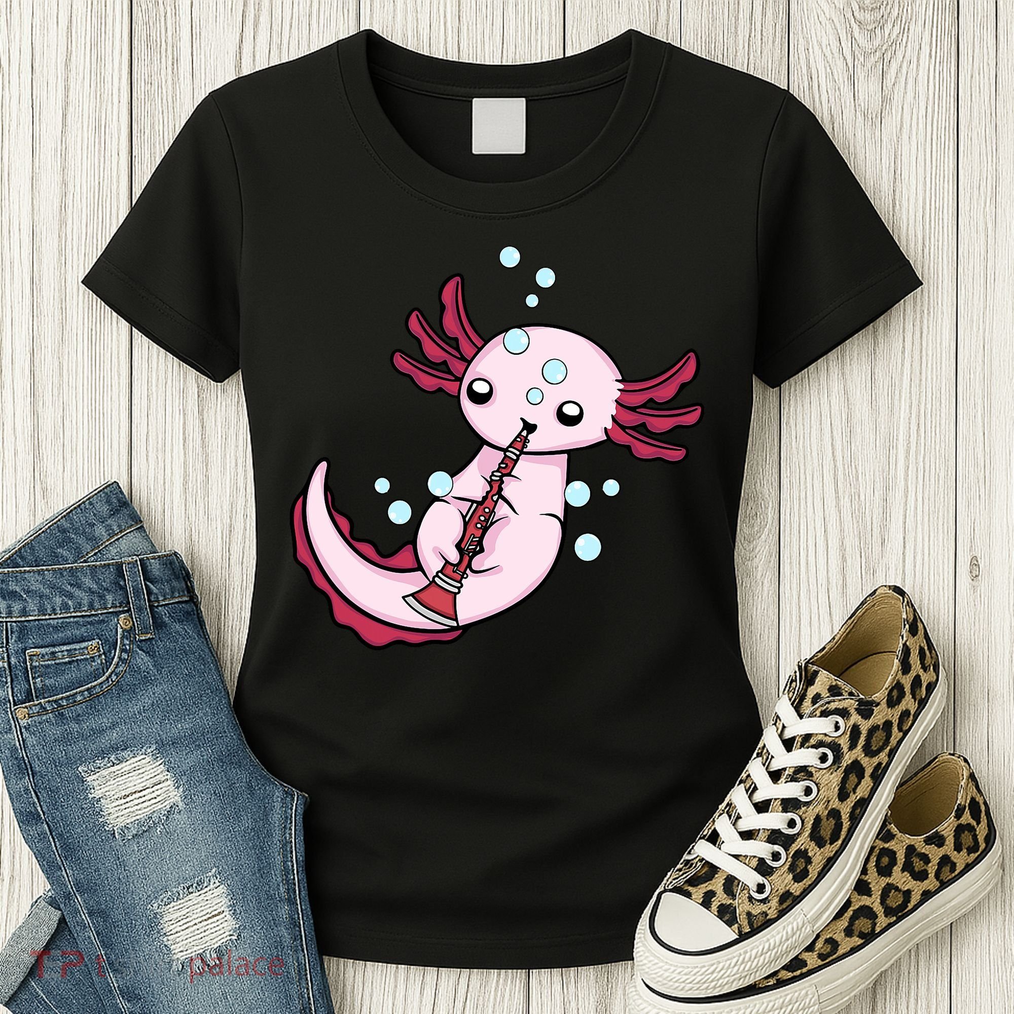 Clarinet Player Axolotl Lover  Big Band Music Clarinet  Women's T-Shirt
