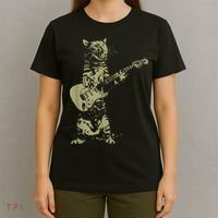 Cat Playing Acoustic Guitar Cool Musician Guitarist T-Shirt thumb 4