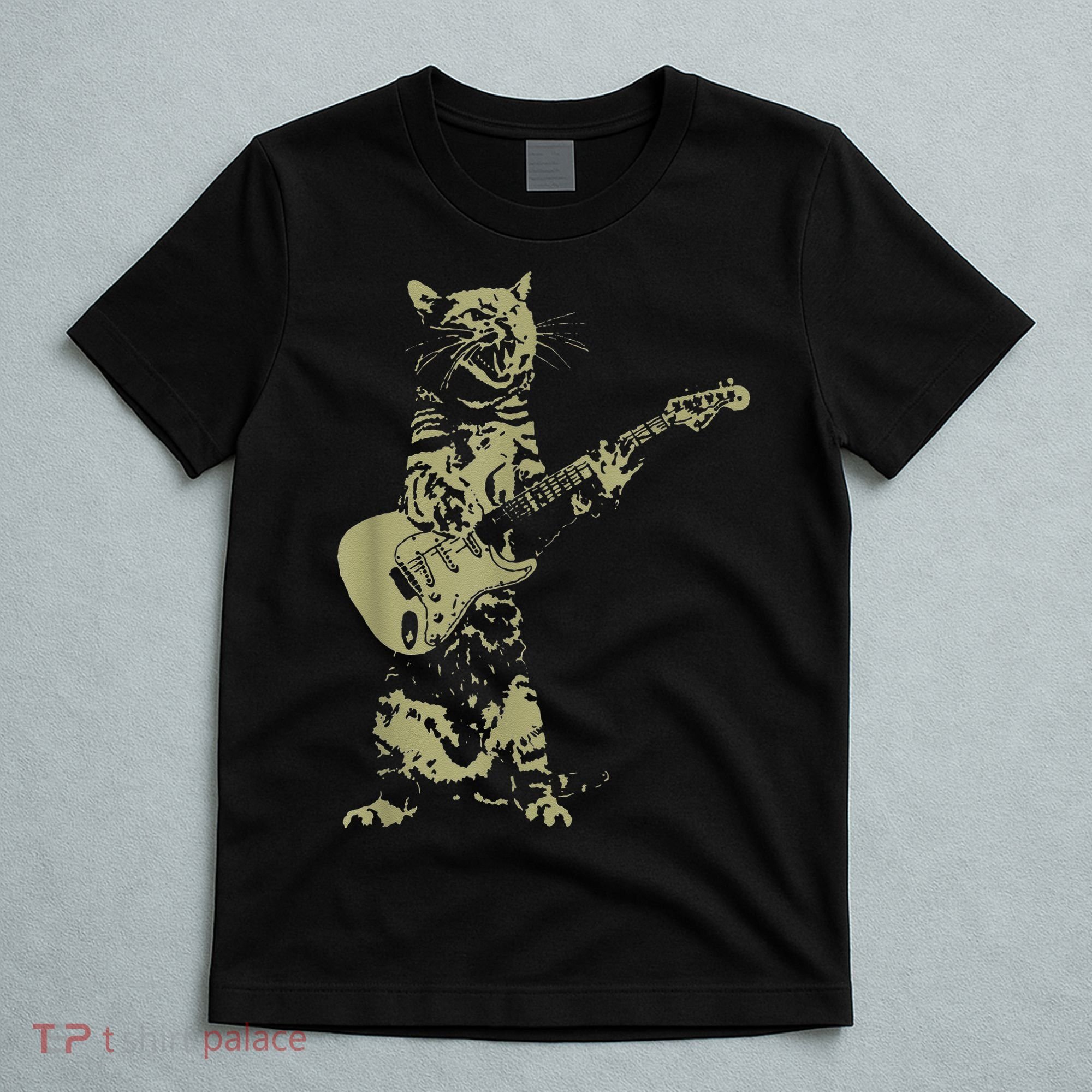 Cat Playing Acoustic Guitar Cool Musician Guitarist T-Shirt