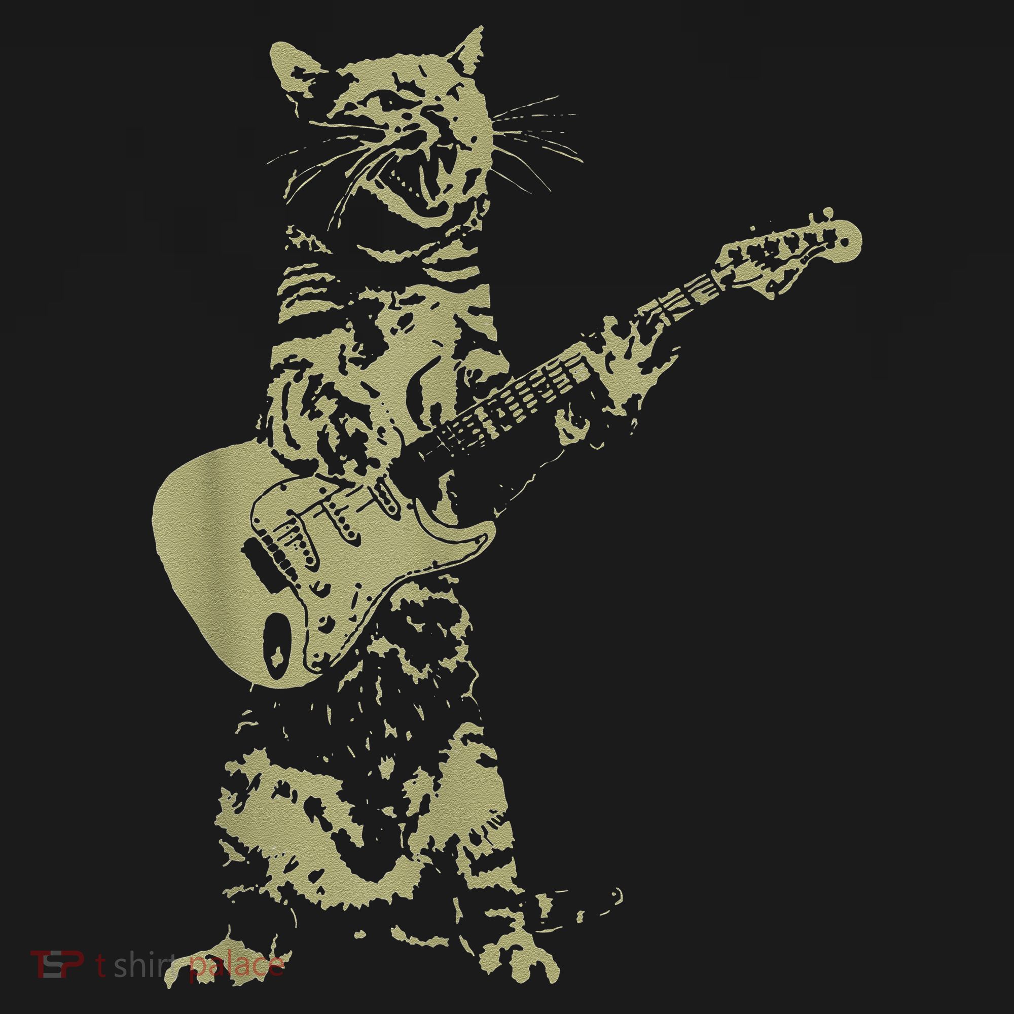Cat Playing Acoustic Guitar Cool Musician Guitarist T-Shirt