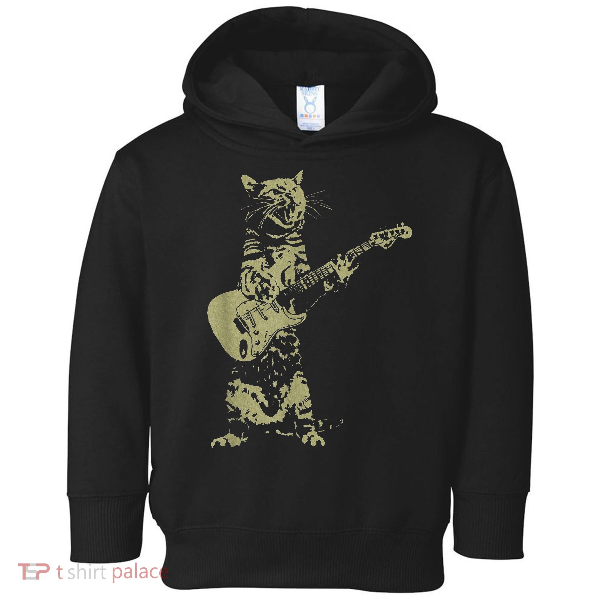 Cat Playing Acoustic Guitar Cool Musician Guitarist Toddler Hoodie