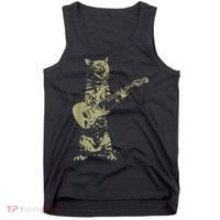 Cat Playing Acoustic Guitar Cool Musician Guitarist Tank Top thumb 0