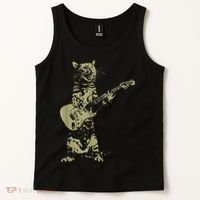 Cat Playing Acoustic Guitar Cool Musician Guitarist Tank Top thumb 2