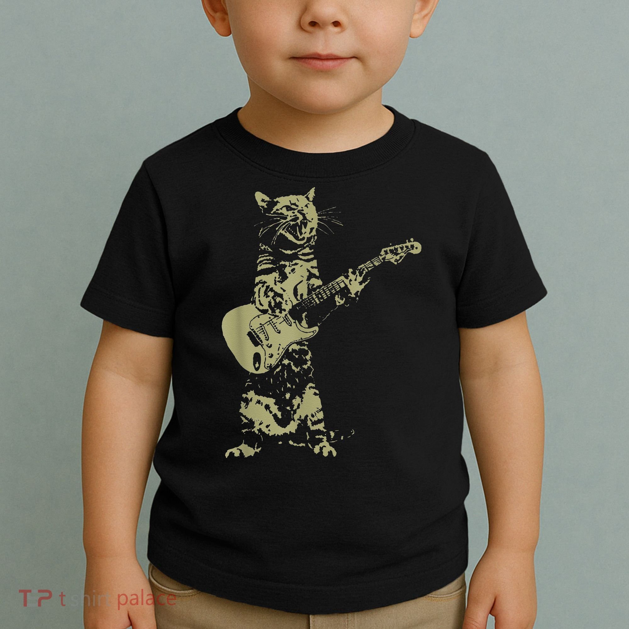 Cat Playing Acoustic Guitar Cool Musician Guitarist Toddler T-Shirt