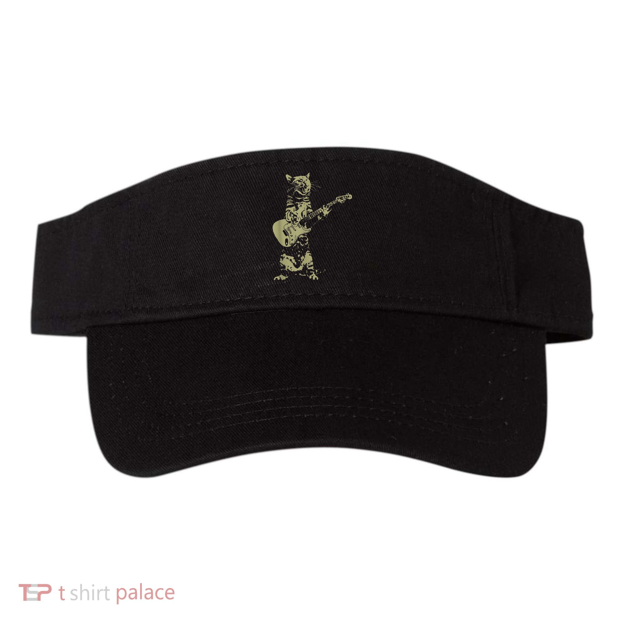 Cat Playing Acoustic Guitar Cool Musician Guitarist Visor