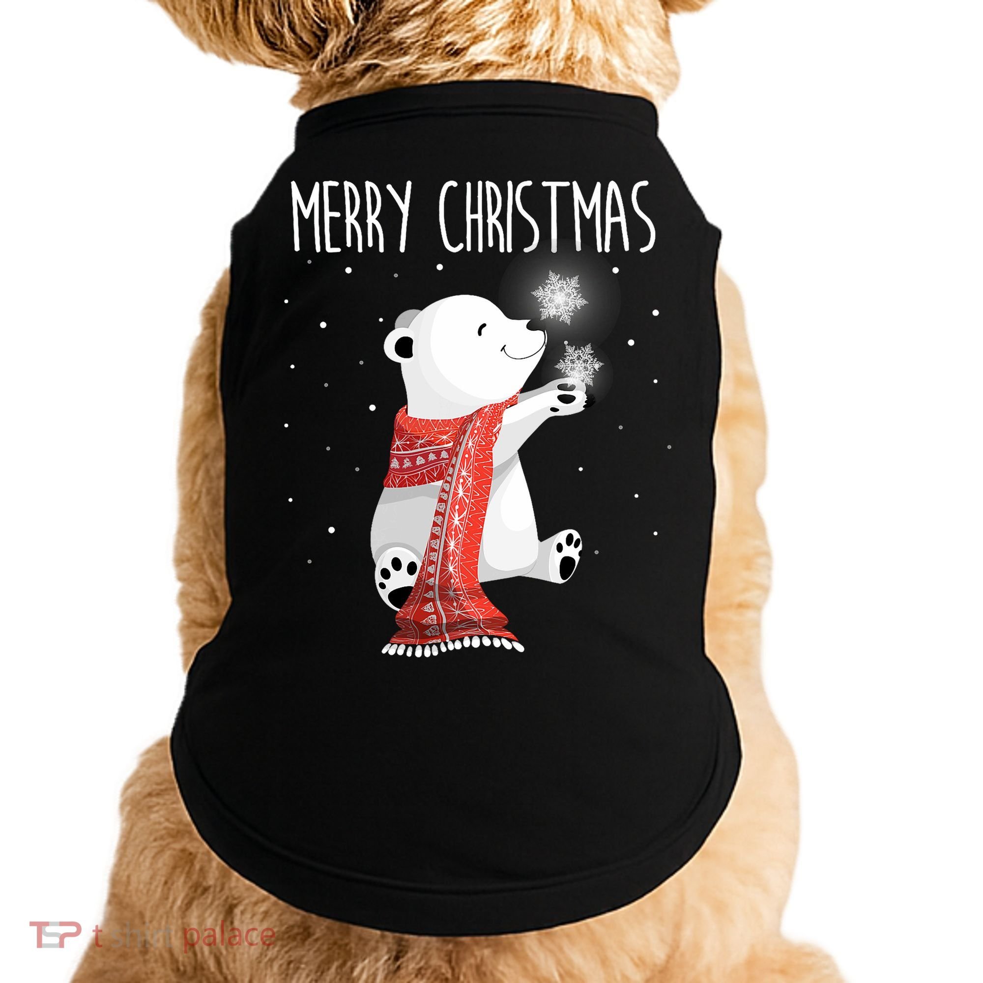 Cute Polar Bear Scarf Merry Christmas Xmas Holidays Gift Doggie Tank