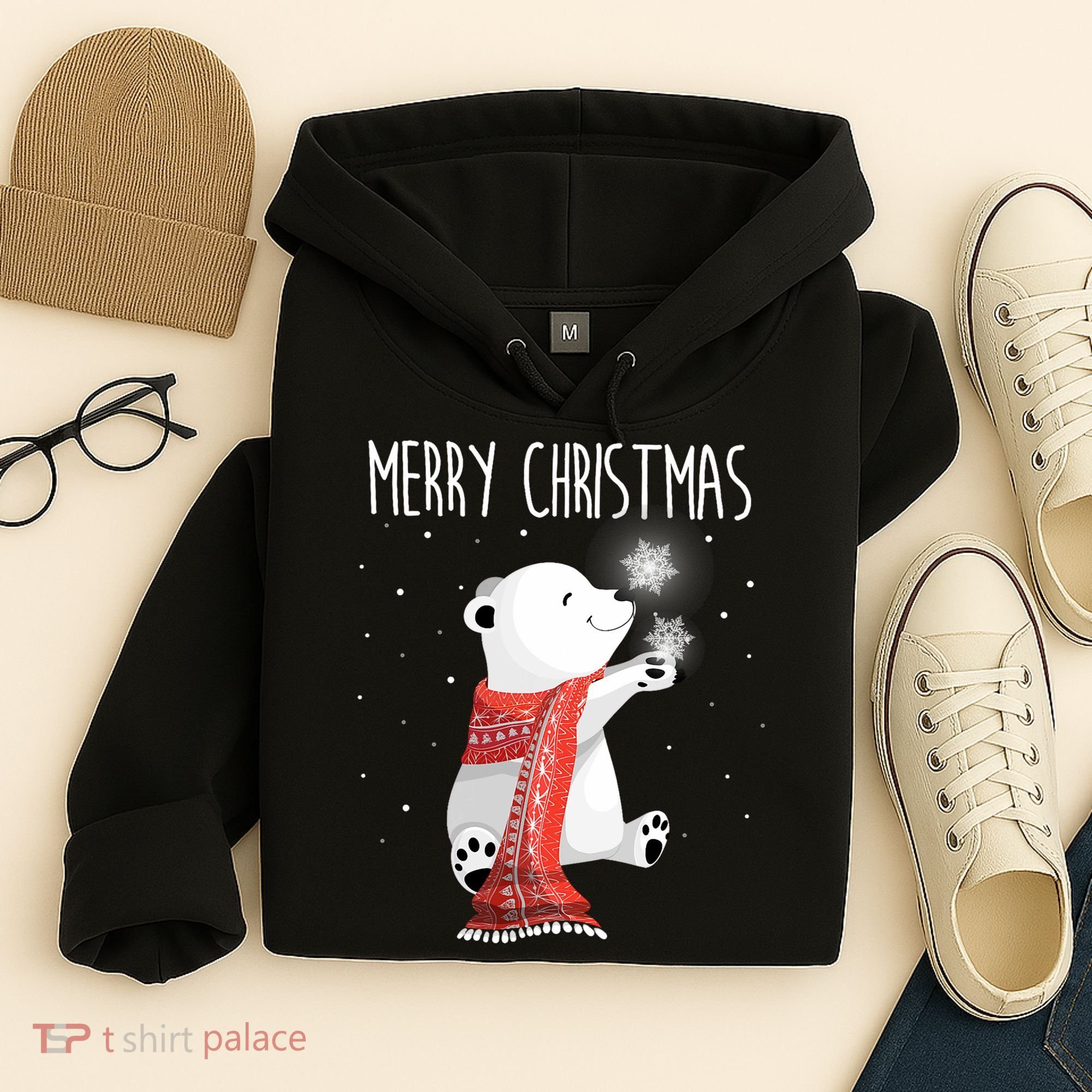 Cute Polar Bear Scarf Merry Christmas Xmas Holidays Gift Hoodie