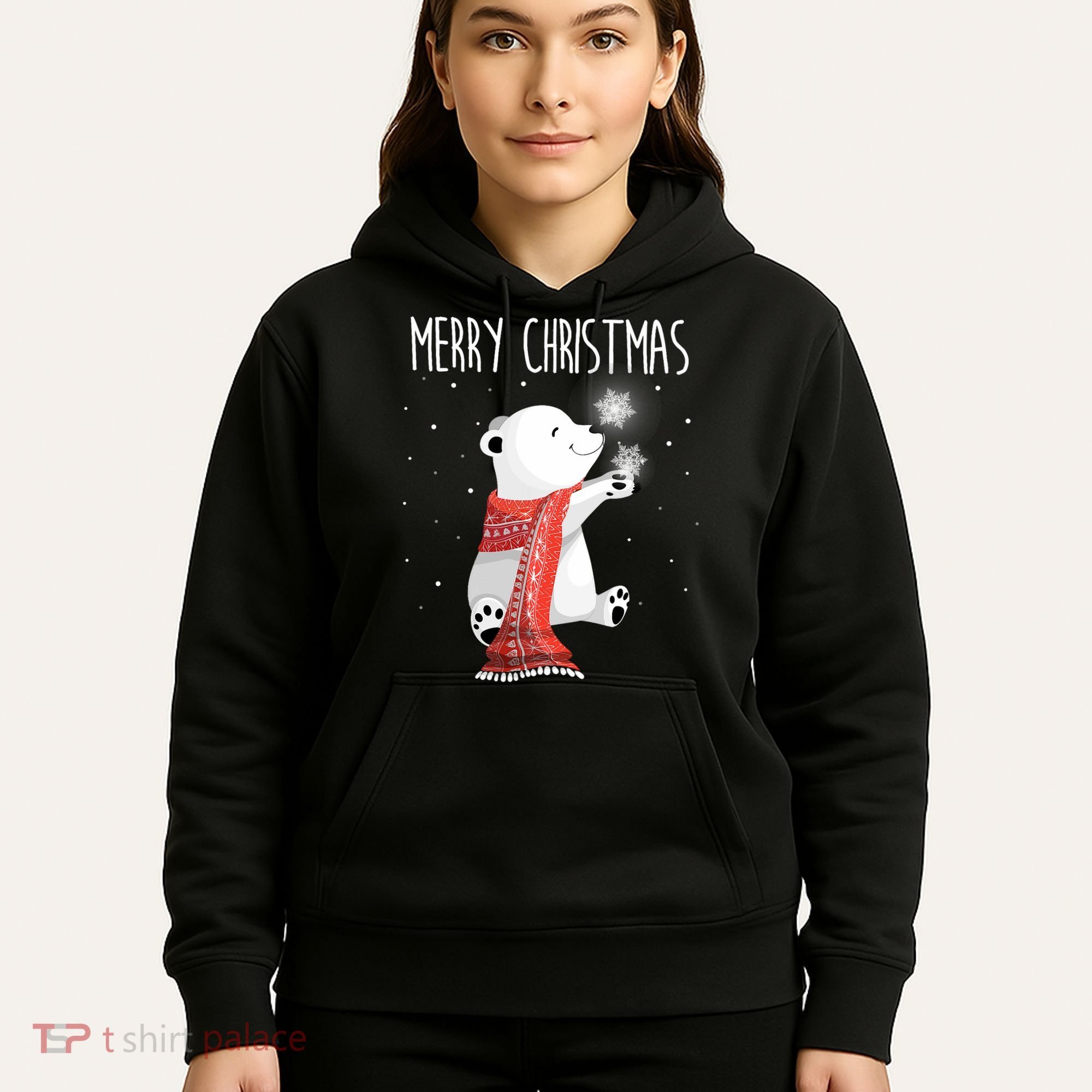 Cute Polar Bear Scarf Merry Christmas Xmas Holidays Gift Hoodie