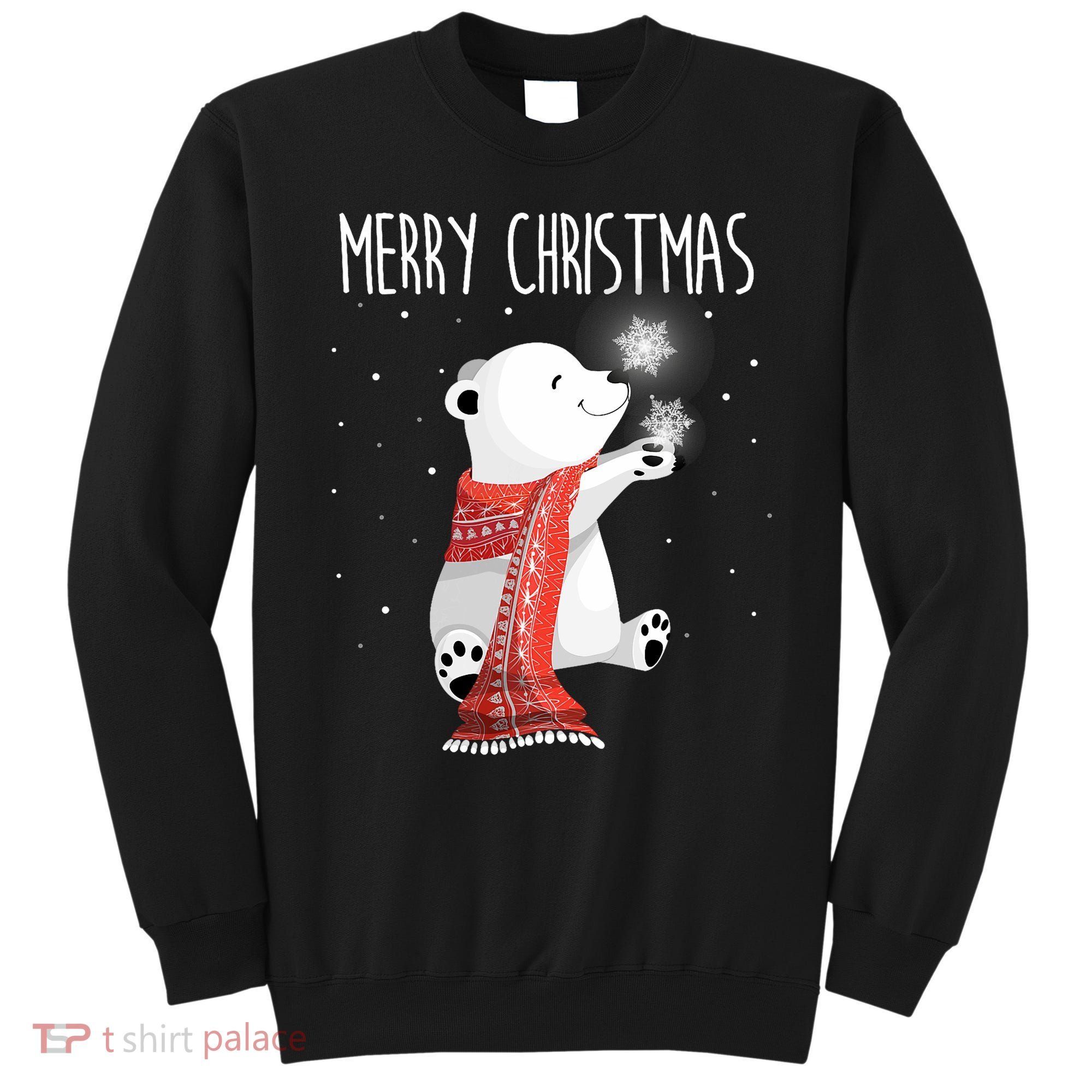 Cute Polar Bear Scarf Merry Christmas Xmas Holidays Gift Sweatshirt