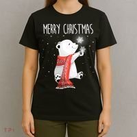 Cute Polar Bear Scarf Merry Christmas Xmas Holidays Gift T-Shirt thumb 4