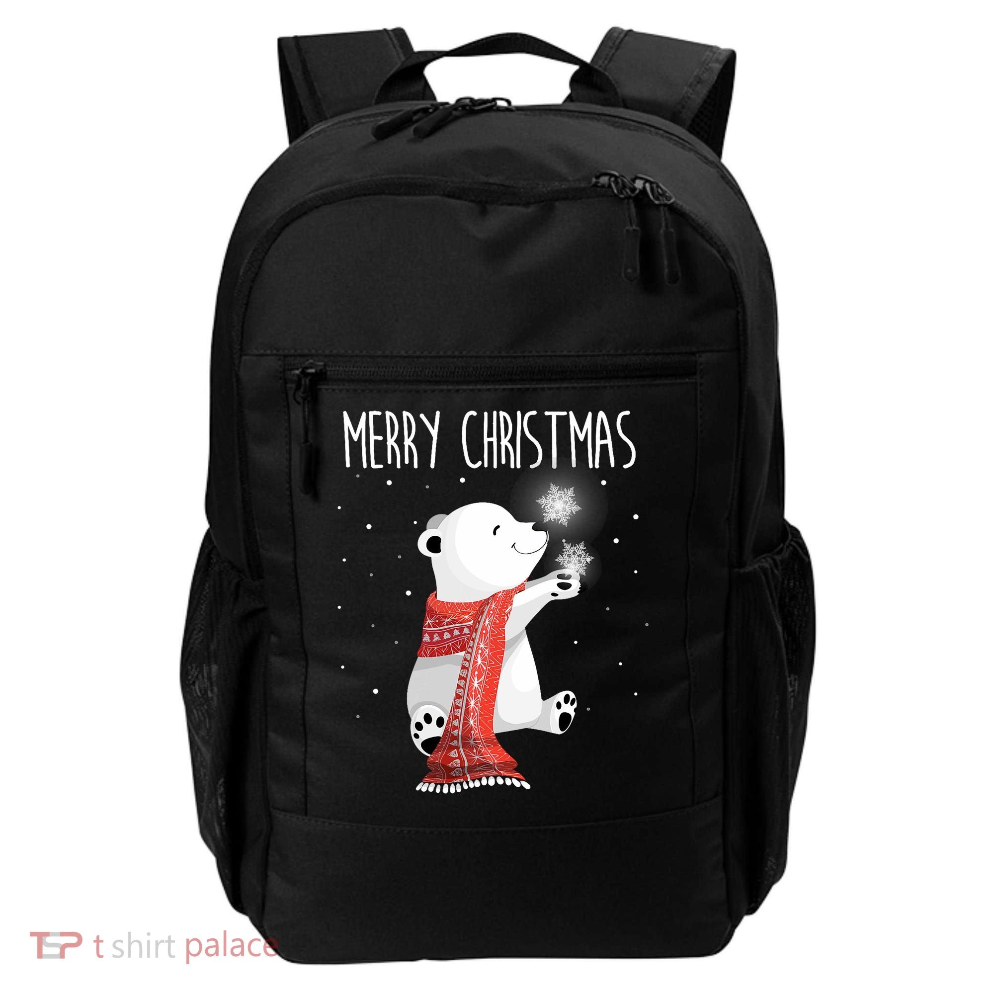 Cute Polar Bear Scarf Merry Christmas Xmas Holidays Gift Backpack