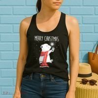 Cute Polar Bear Scarf Merry Christmas Xmas Holidays Gift Women's Tank Top thumb 2