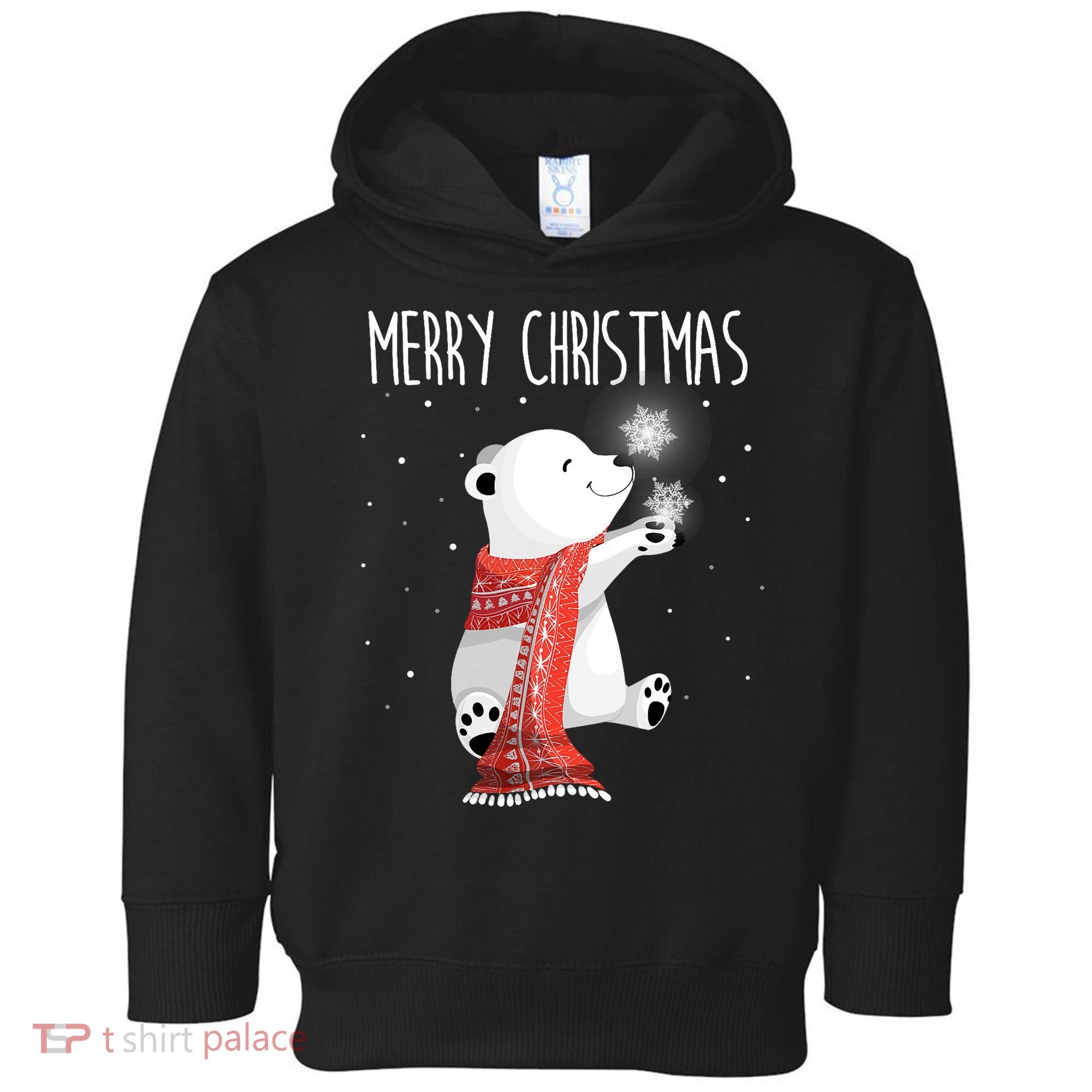 Cute Polar Bear Scarf Merry Christmas Xmas Holidays Gift Toddler Hoodie