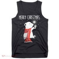 Cute Polar Bear Scarf Merry Christmas Xmas Holidays Gift Tank Top thumb 0