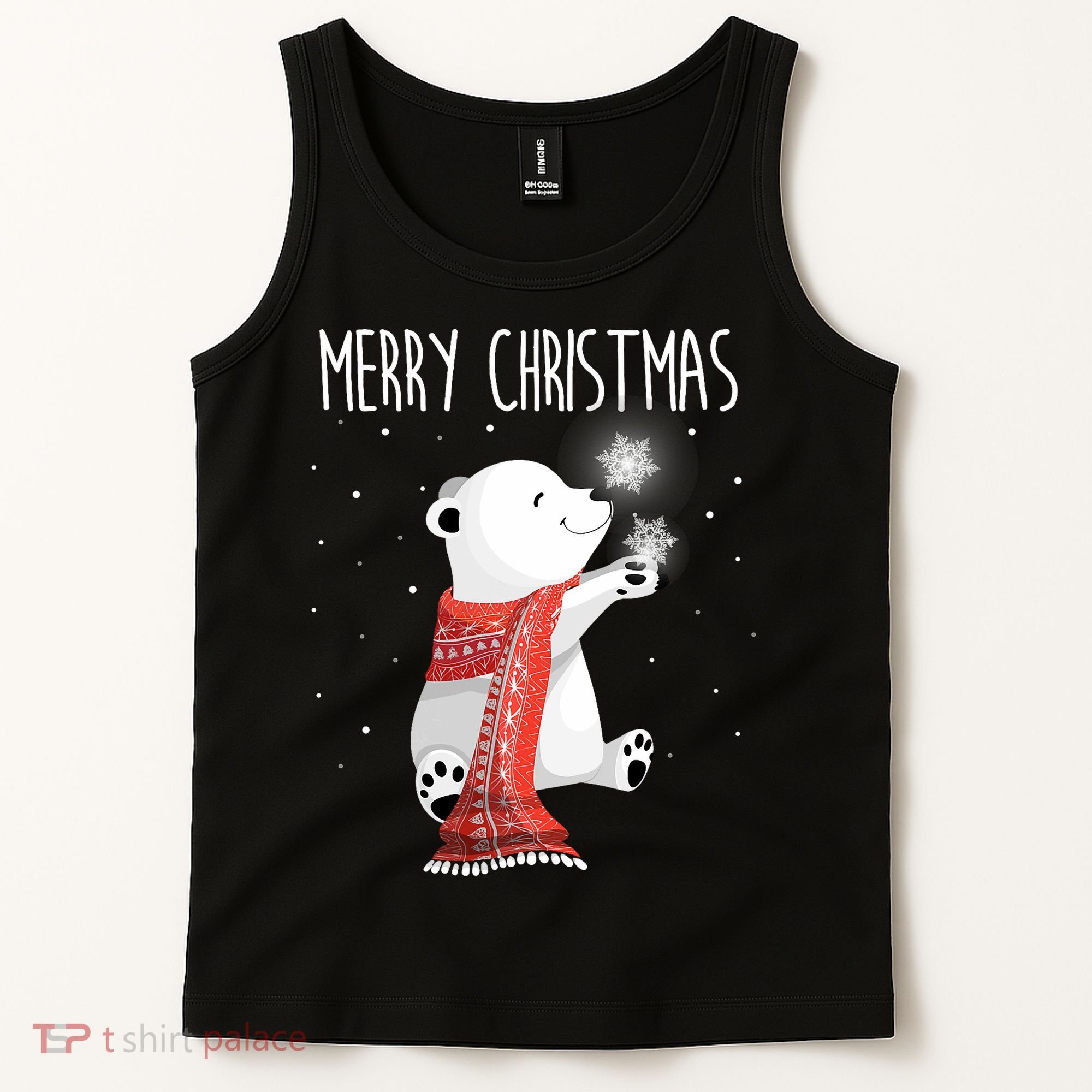 Cute Polar Bear Scarf Merry Christmas Xmas Holidays Gift Tank Top